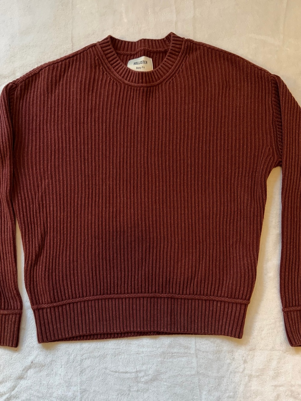 Hollister Women's Russet Ribbed Crewneck Sweater